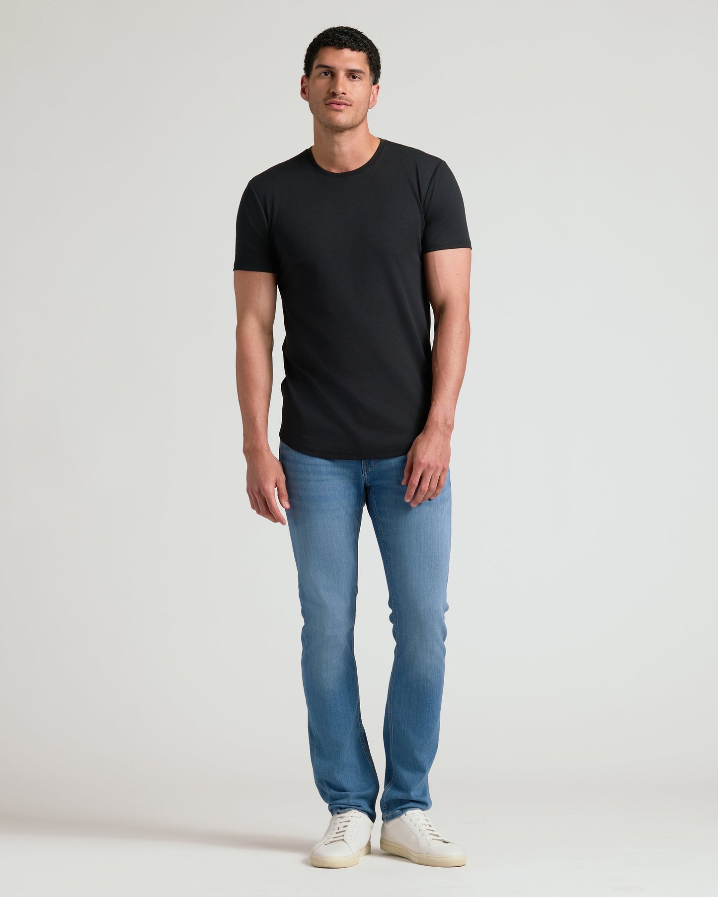 Black Tall Pima Crew Curved Hem