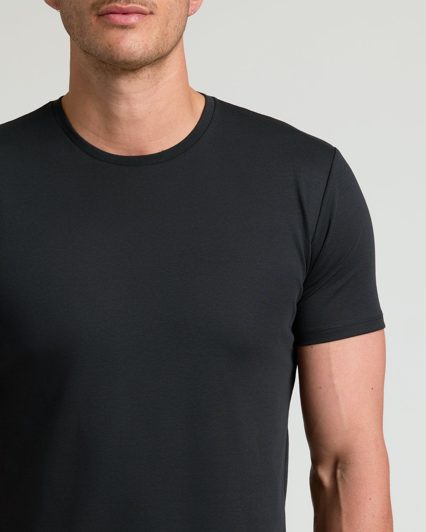 Black Tall Pima Crew Curved Hem
