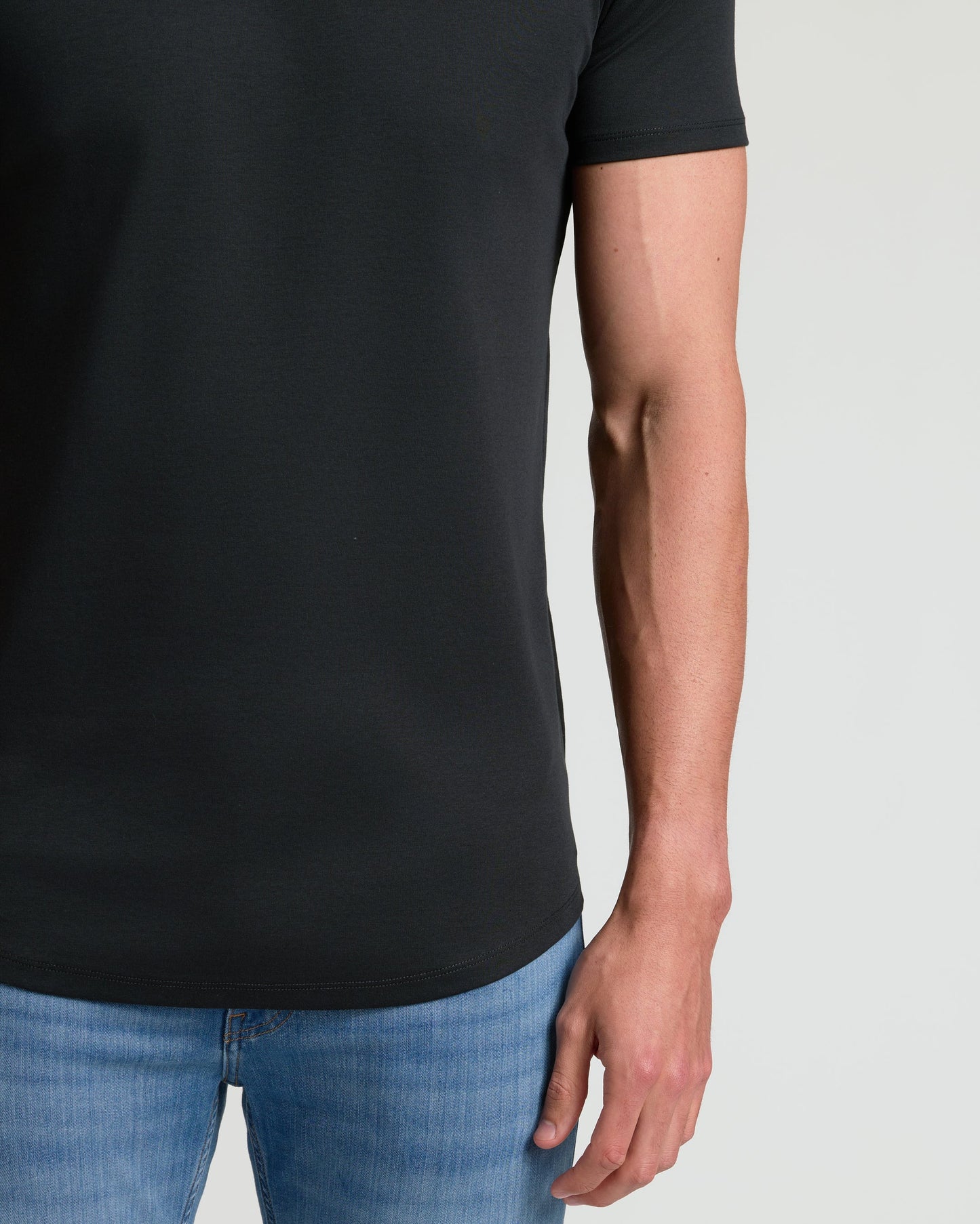 Black Tall Pima Crew Curved Hem
