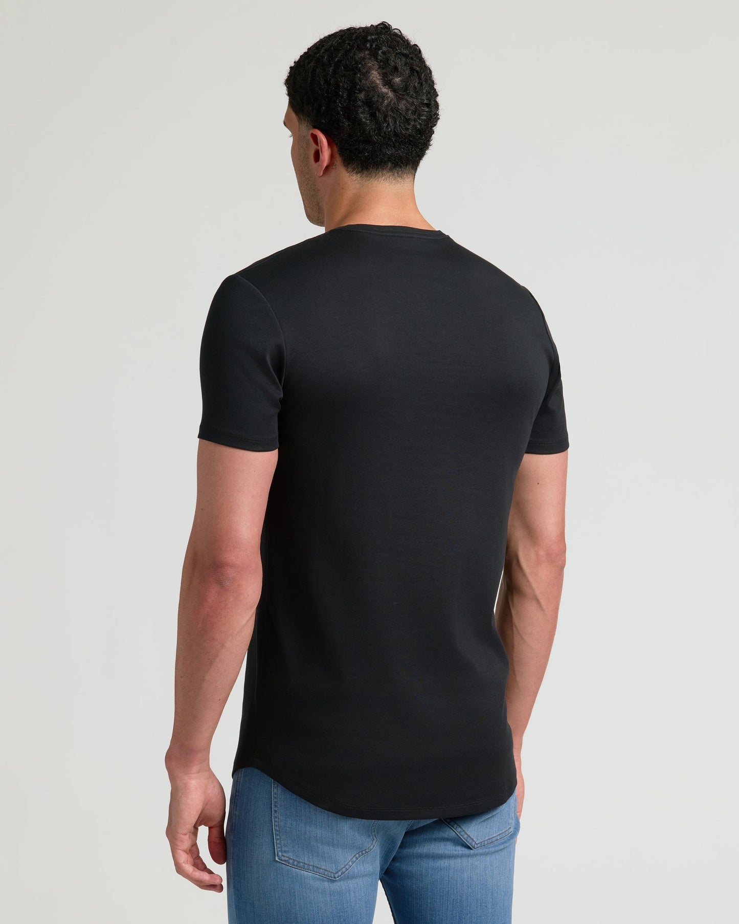 Black Tall Pima Crew Curved Hem
