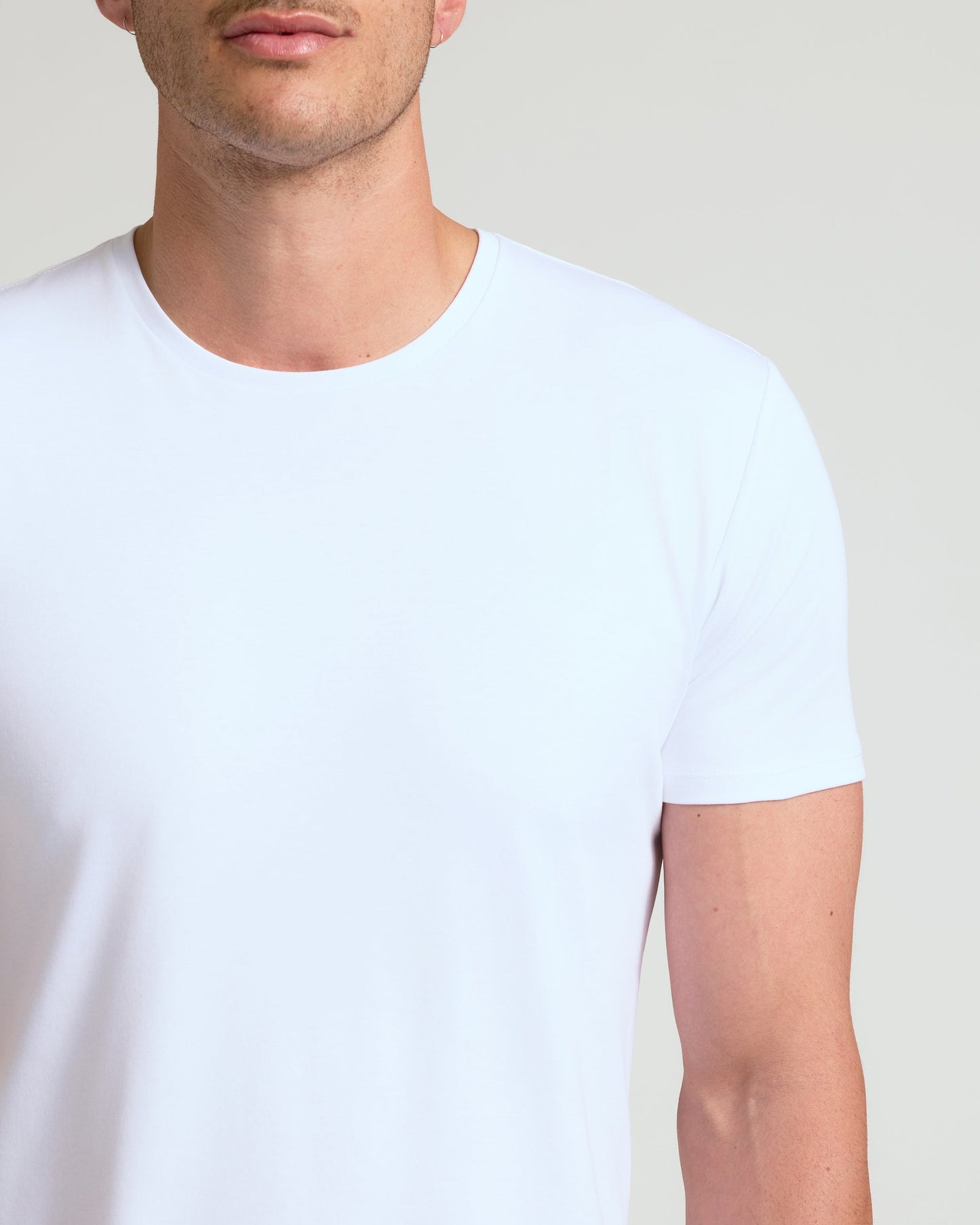 White Tall Pima Crew Curved Hem
