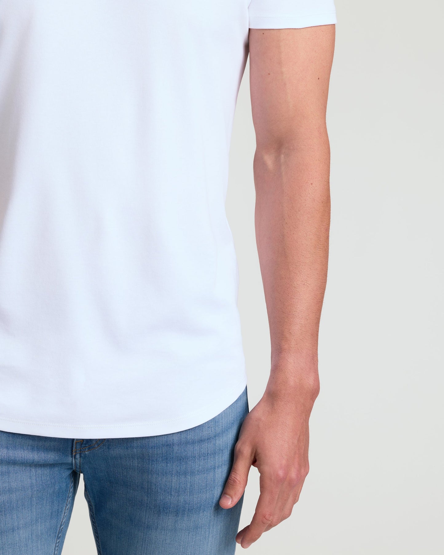 White Tall Pima Crew Curved Hem