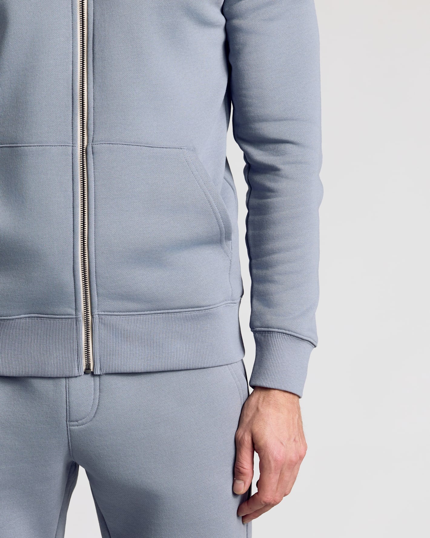 Dusty Blue Fleece French Terry Zip Hoodie