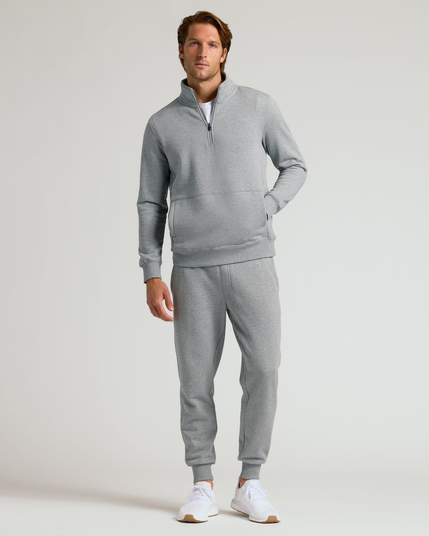 Dark Heather Gray Half Zip Fleece Sweatshirt