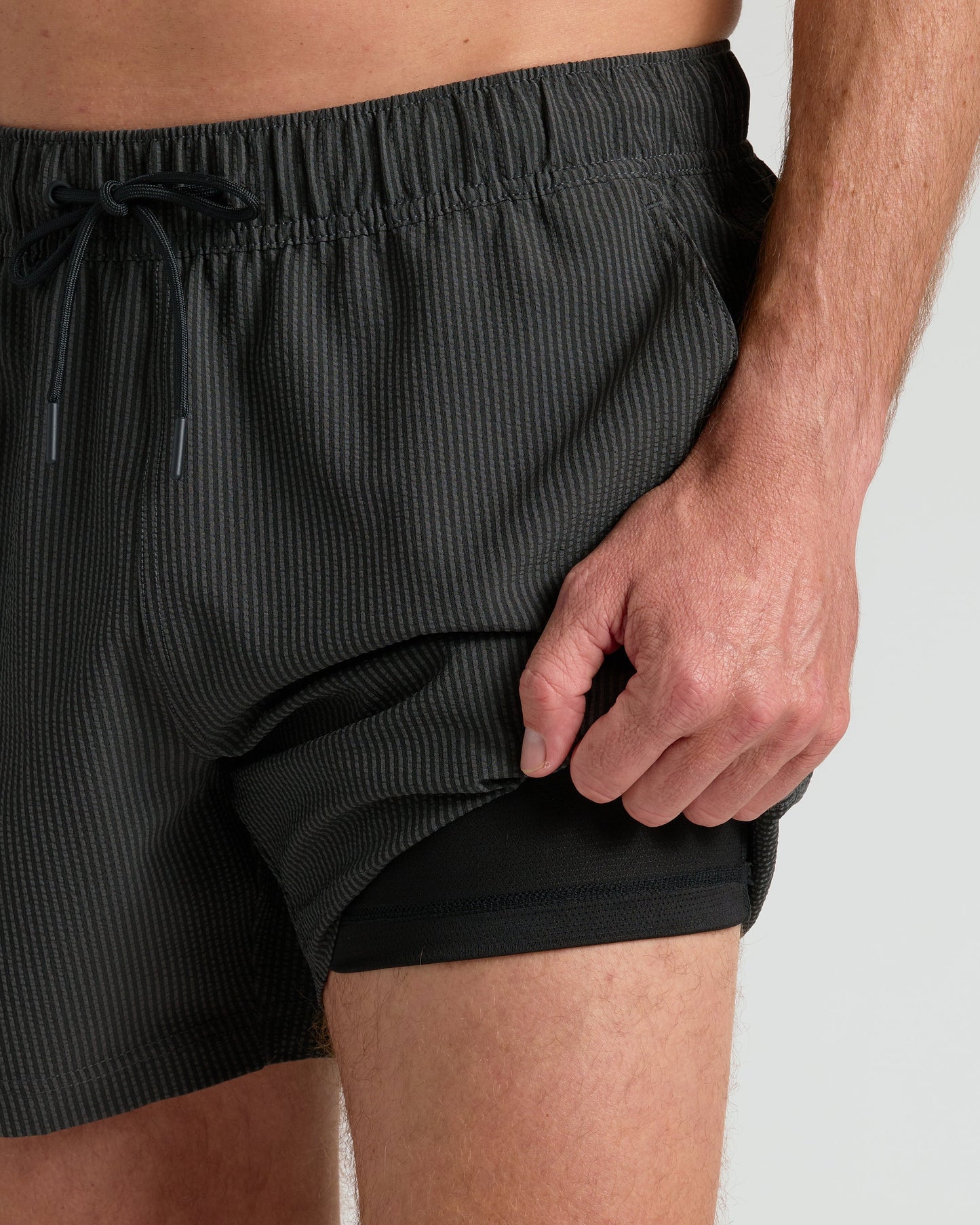 5" Smoke Seersucker Swim Trunks