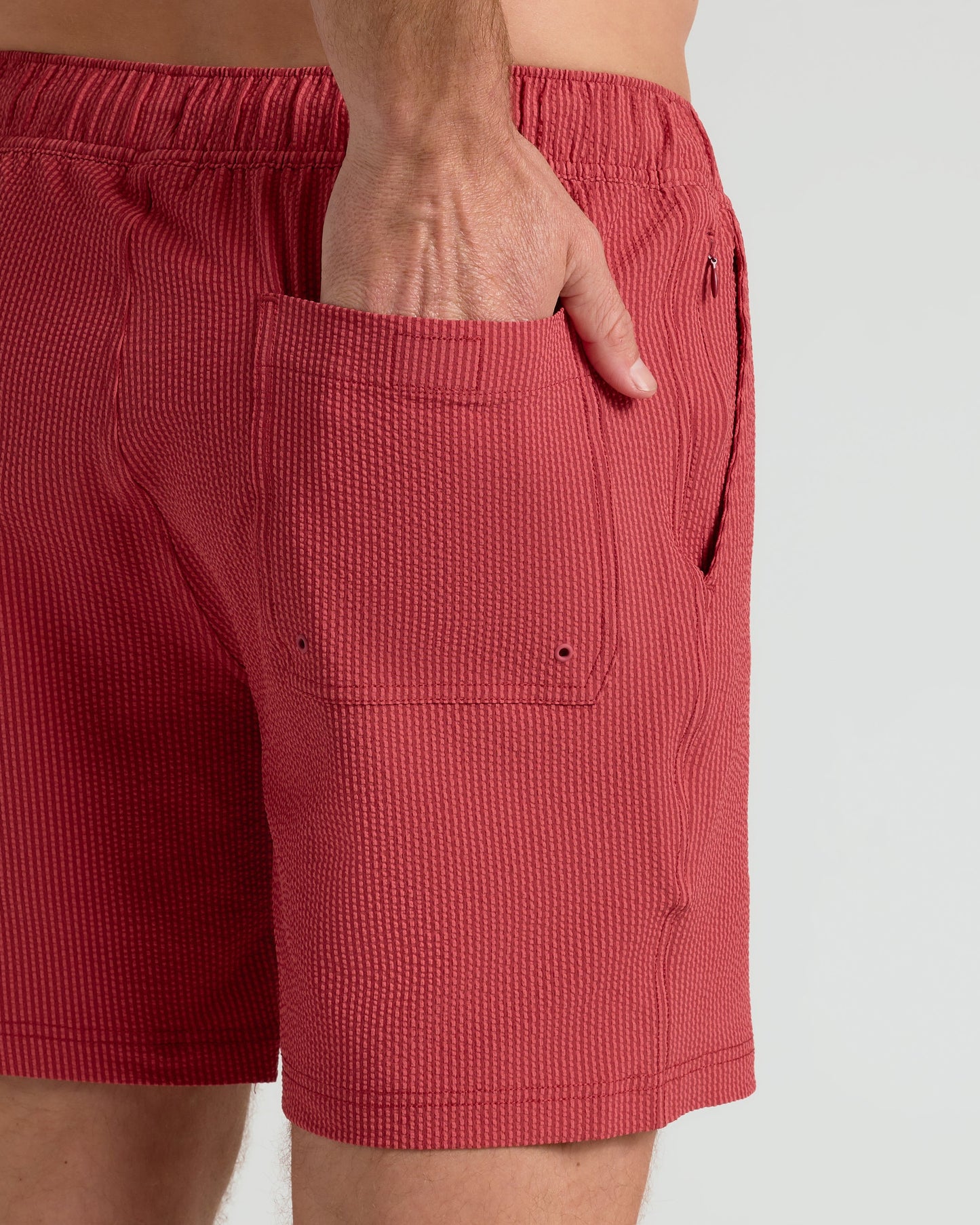 7" Cardinal Seersucker Swim Trunks