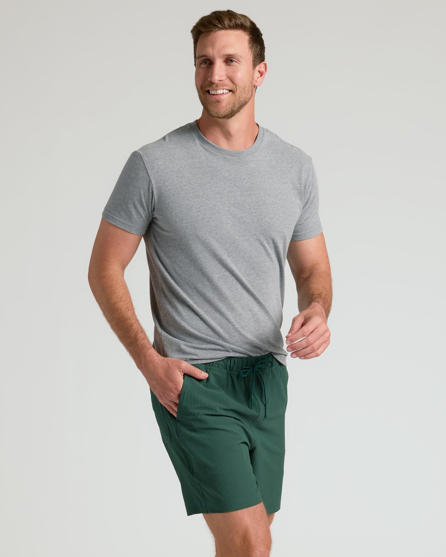 7" Marine Spruce Seersucker Swim Trunks