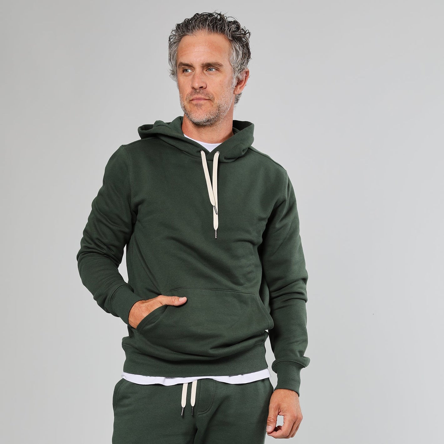 Hunter Green Fleece French Terry Pullover Hoodie