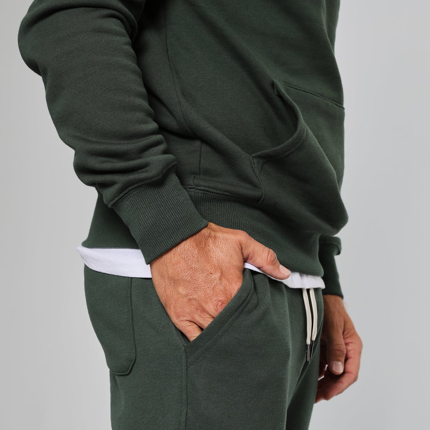 Hunter Green Fleece French Terry Pullover Hoodie