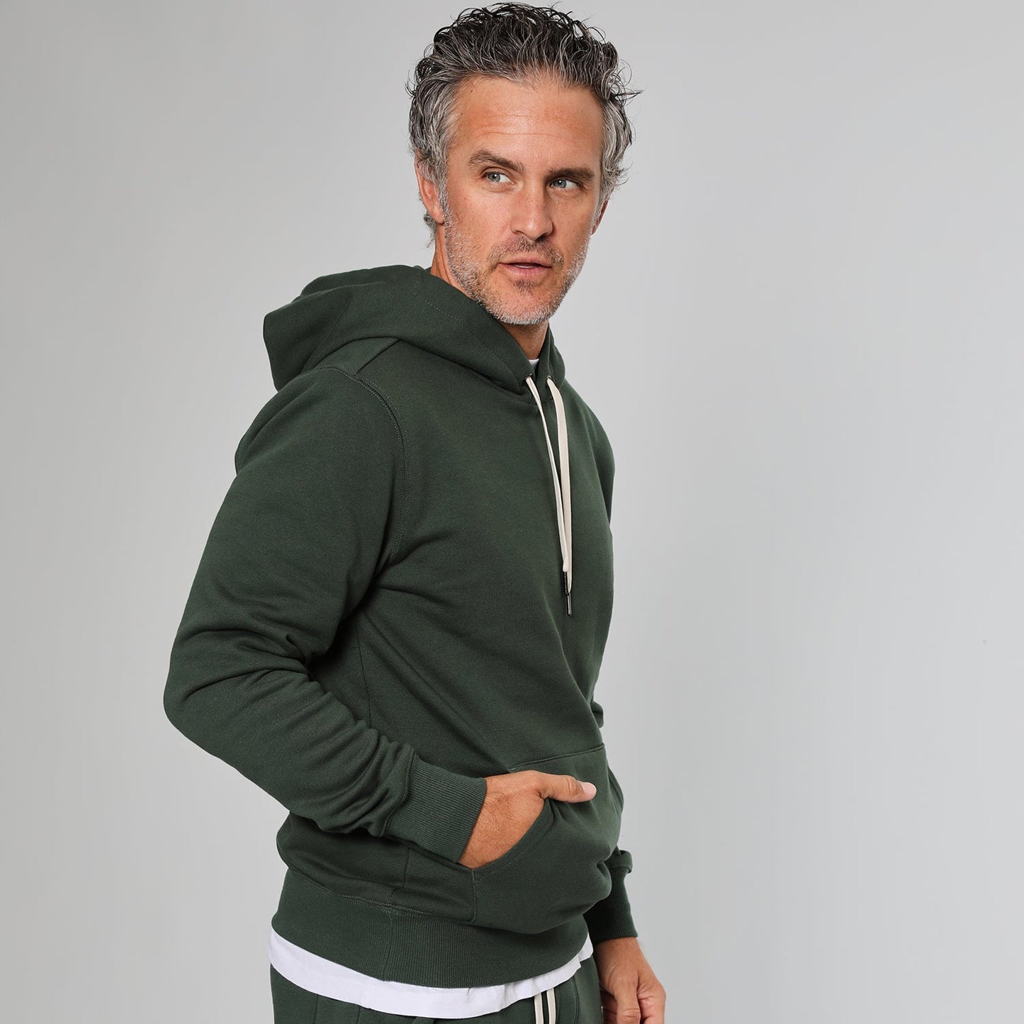 Hunter Green Fleece French Terry Pullover Hoodie