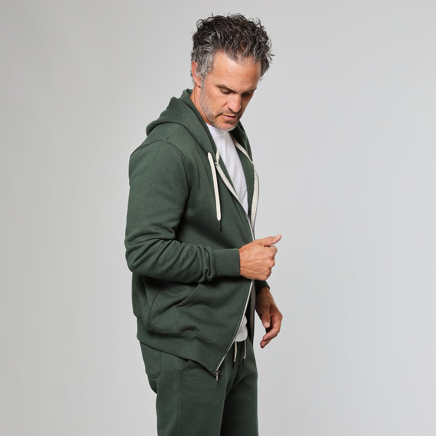 Hunter Green Fleece French Terry Zip Hoodie