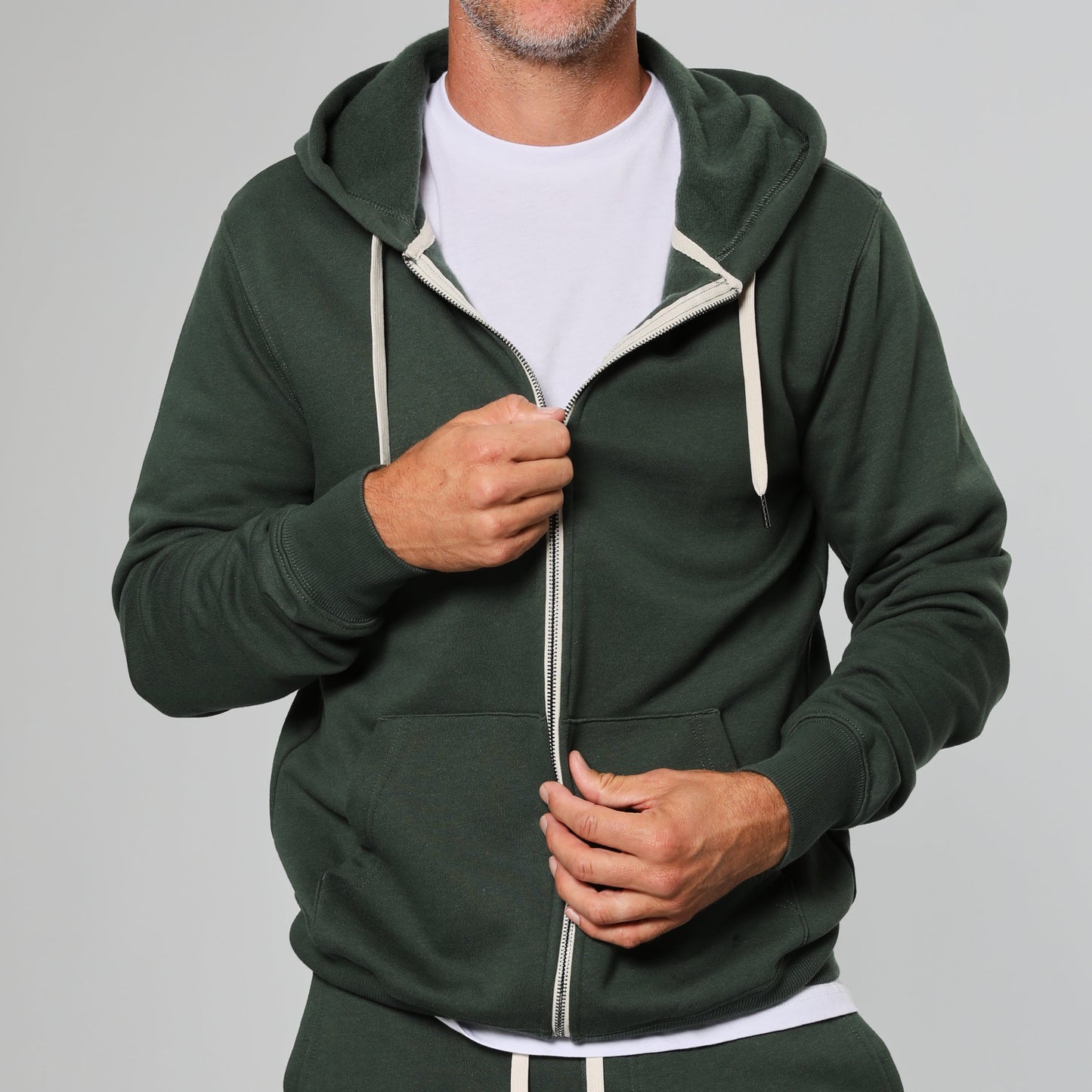 Hunter Green Fleece French Terry Zip Hoodie
