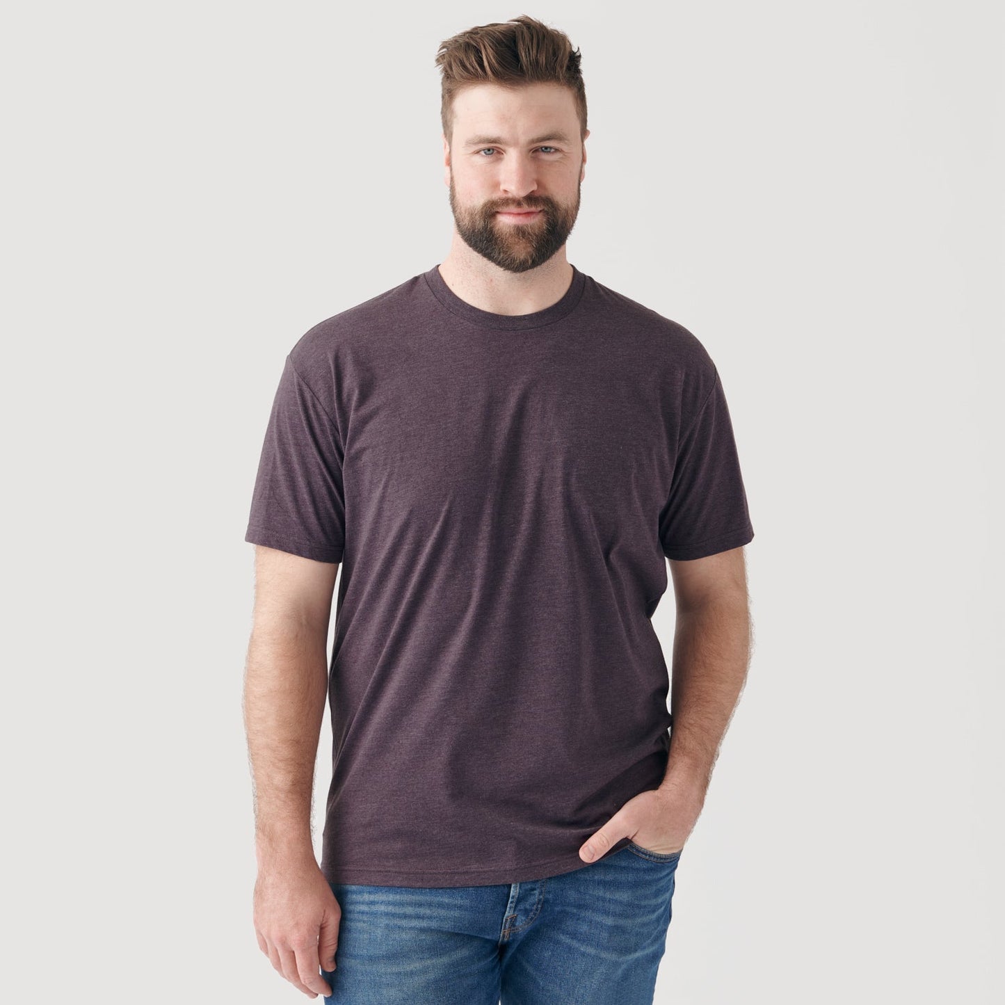 Heather Purple Short Sleeve Crew Neck Tee