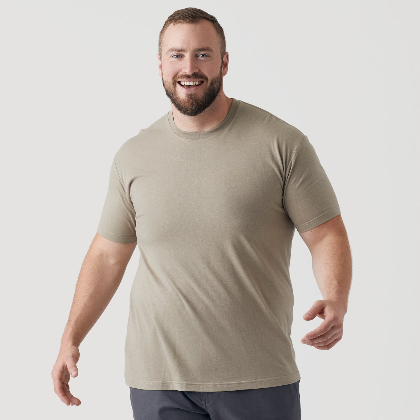 Military Beige Short Sleeve Crew Neck Tee