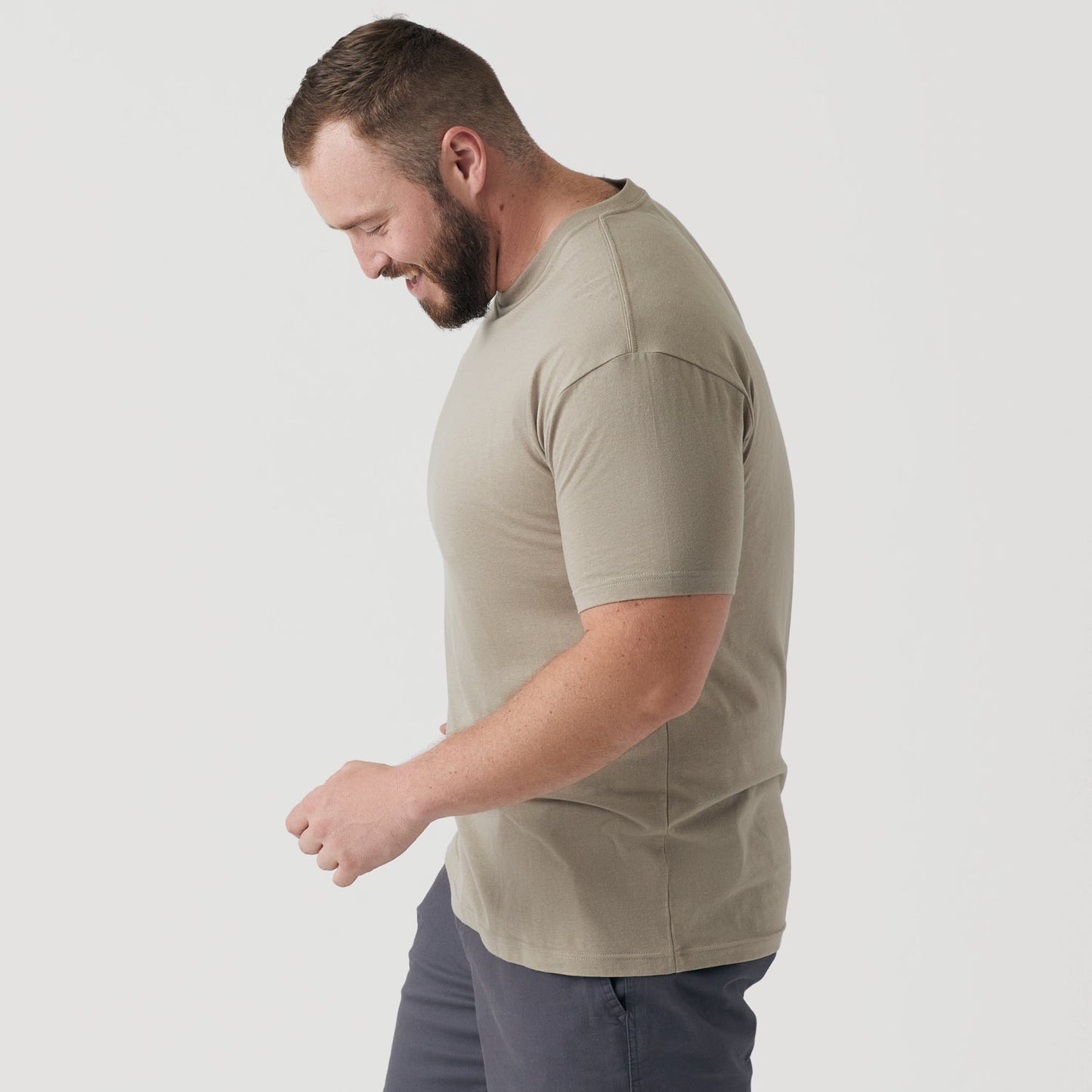 Military Beige Short Sleeve Crew Neck Tee