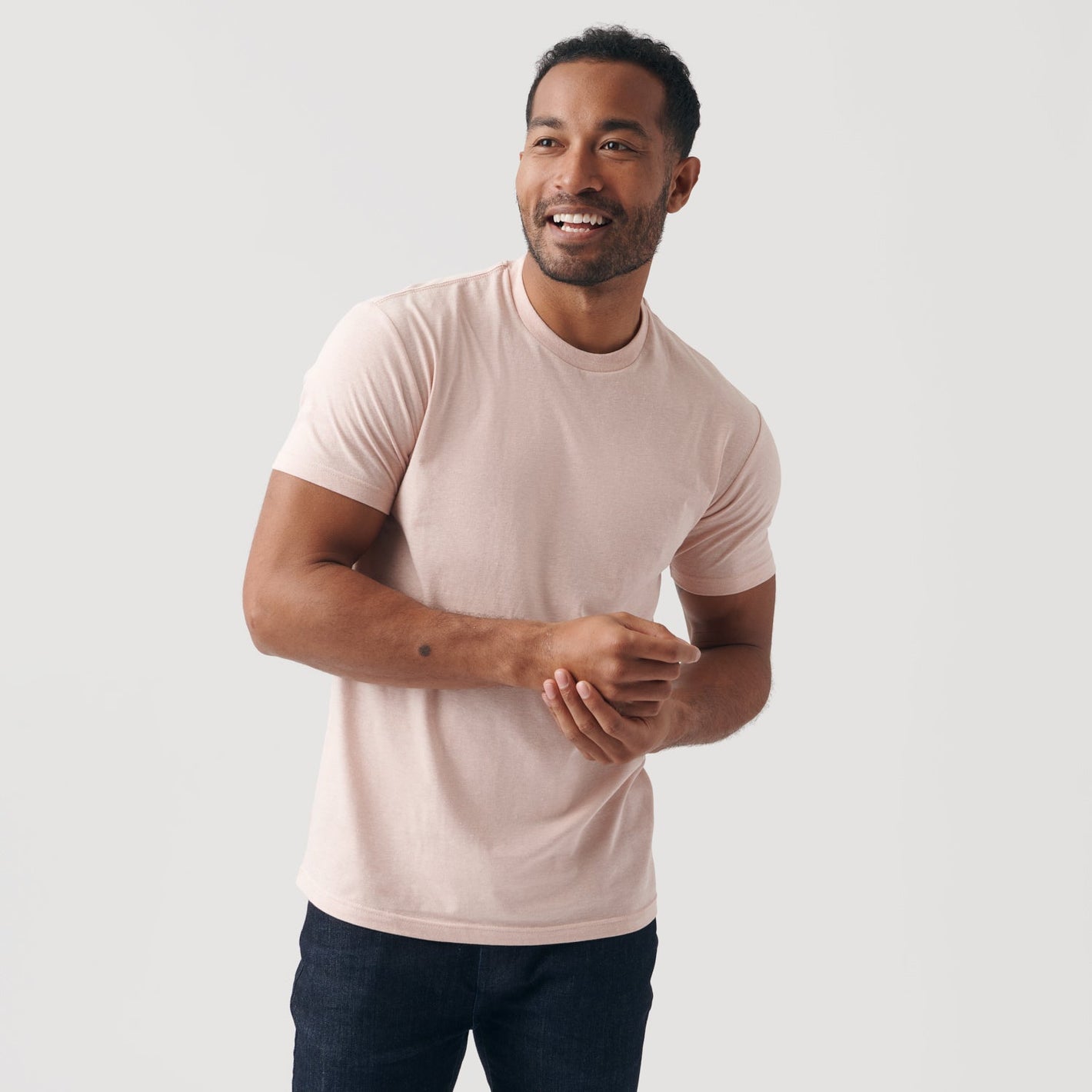 Heather Dusty Pink Short Sleeve Crew Neck Tee
