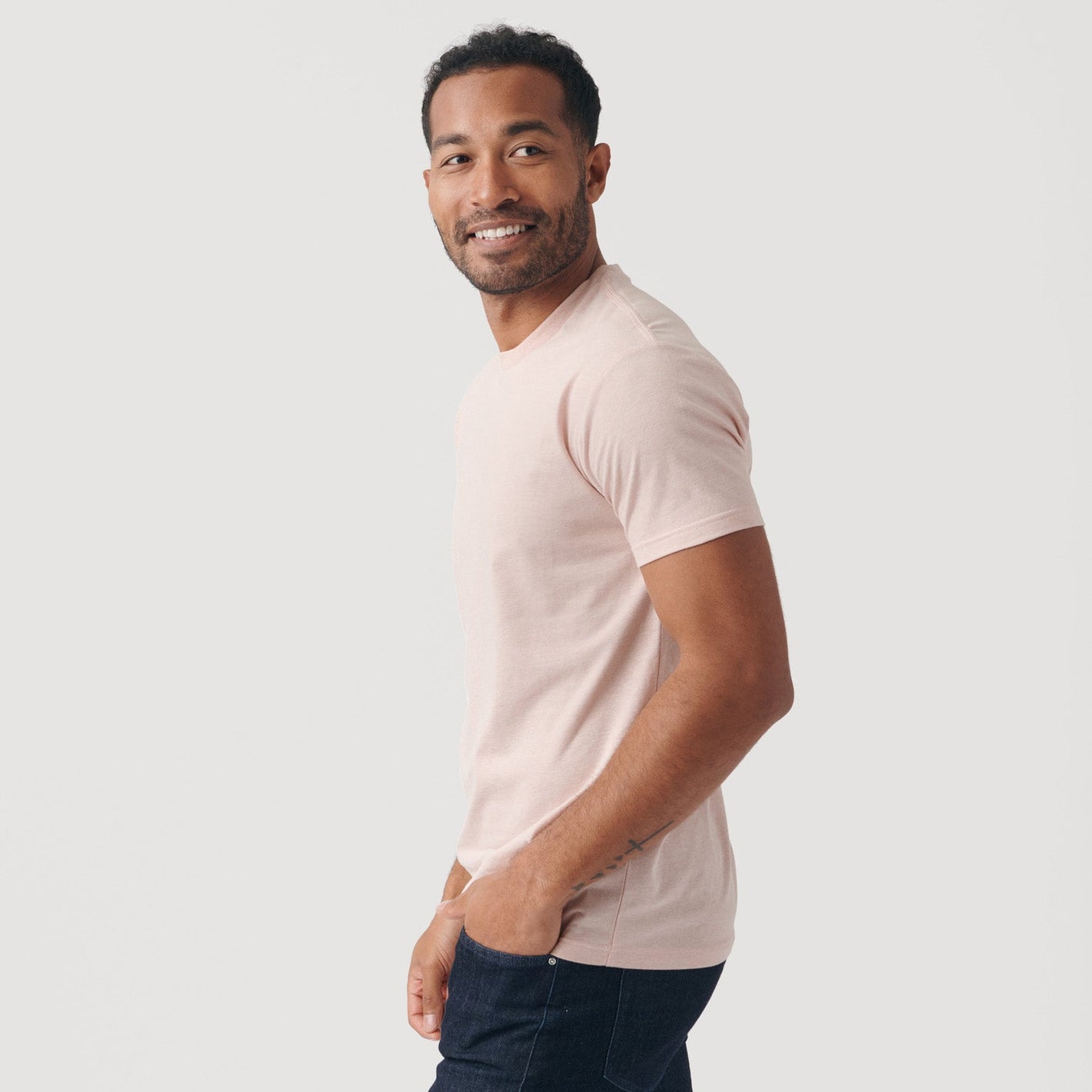 Heather Dusty Pink Short Sleeve Crew Neck Tee