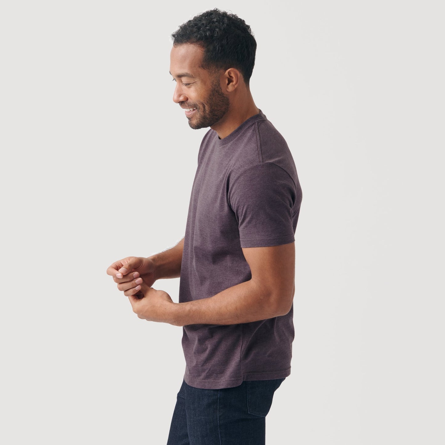 Heather Purple Short Sleeve Crew Neck Tee