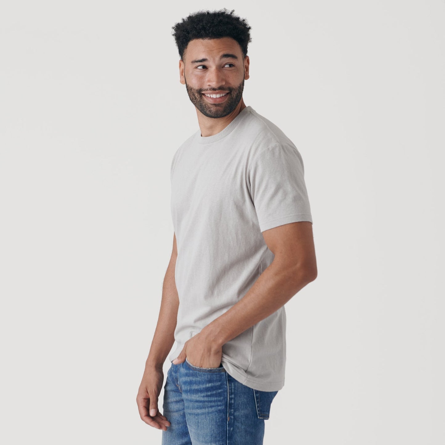 Light Gray Short Sleeve Crew Neck Tee