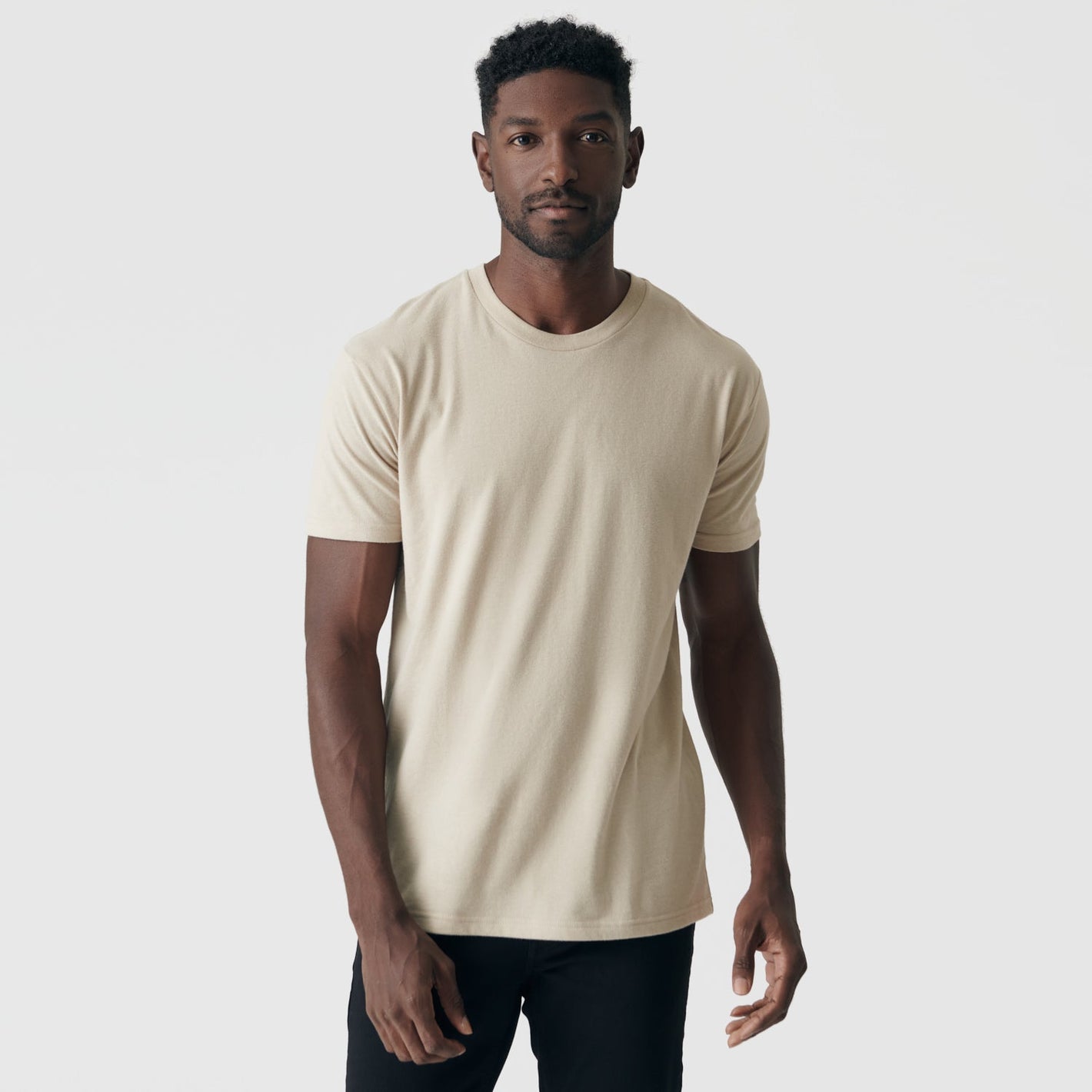 Light Khaki Short Sleeve Crew Neck Tee
