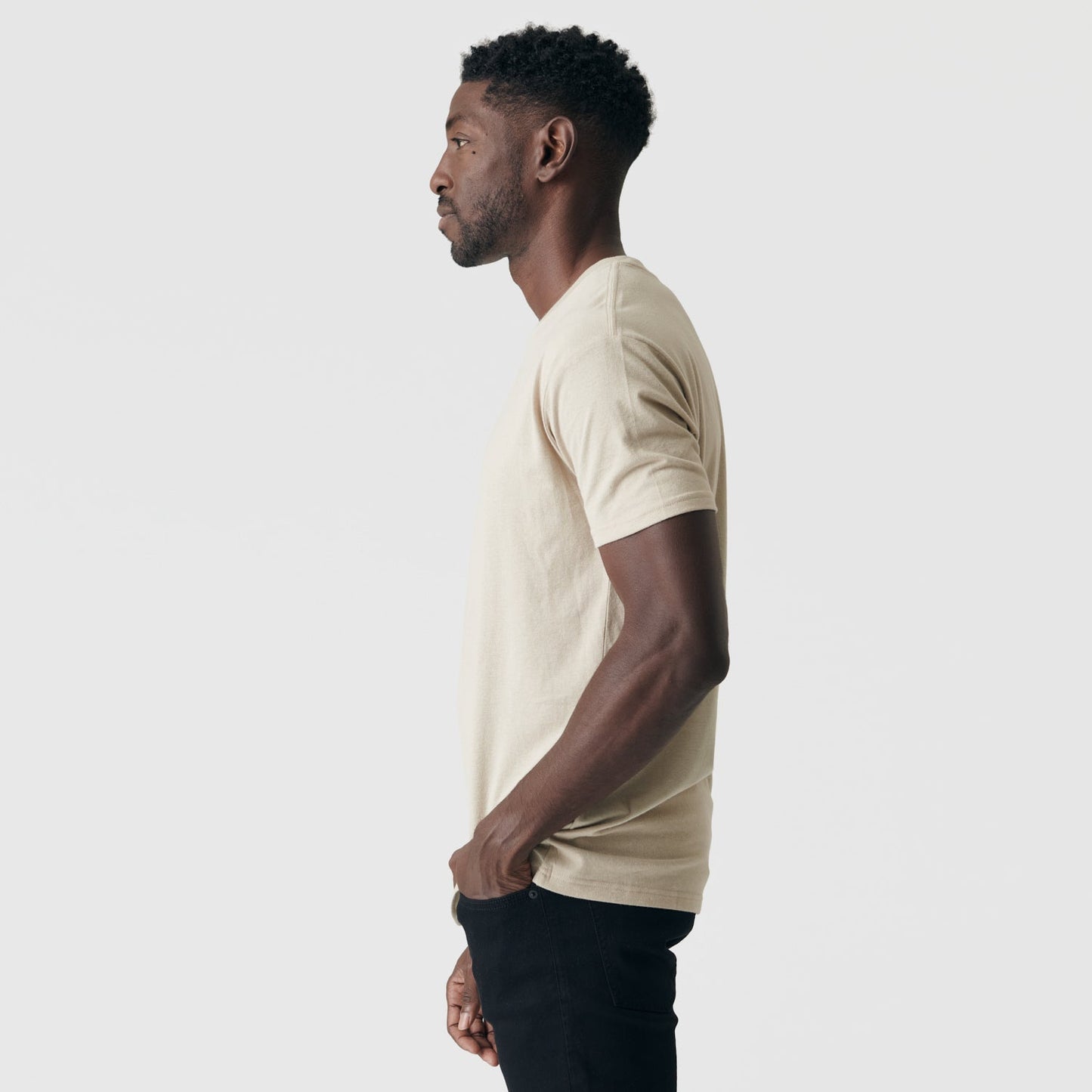 Light Khaki Short Sleeve Crew Neck Tee