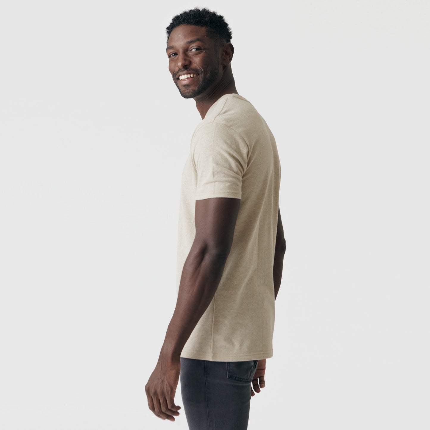 Heather Light Khaki Short Sleeve Crew Neck Tee