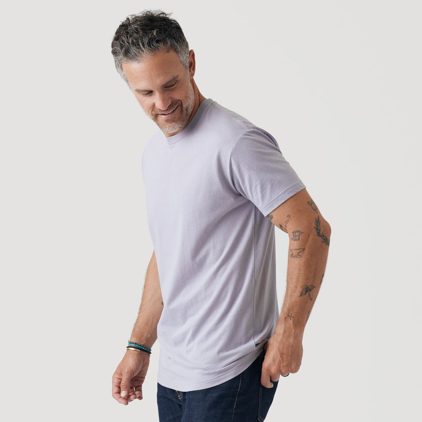 Lilac Gray Short Sleeve Crew Neck Tee