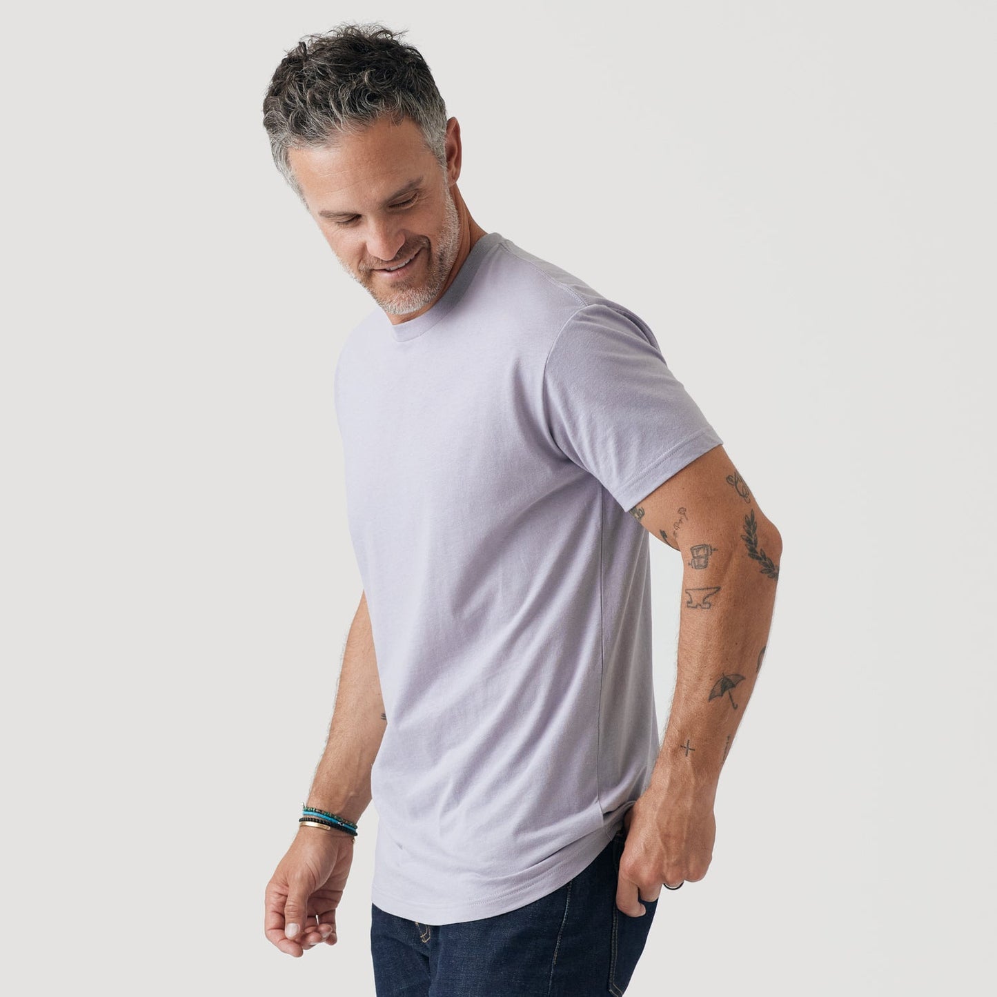 Lilac Gray Short Sleeve Crew Neck Tee