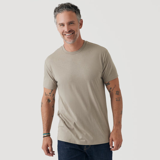Military Beige Short Sleeve Crew Neck Tee