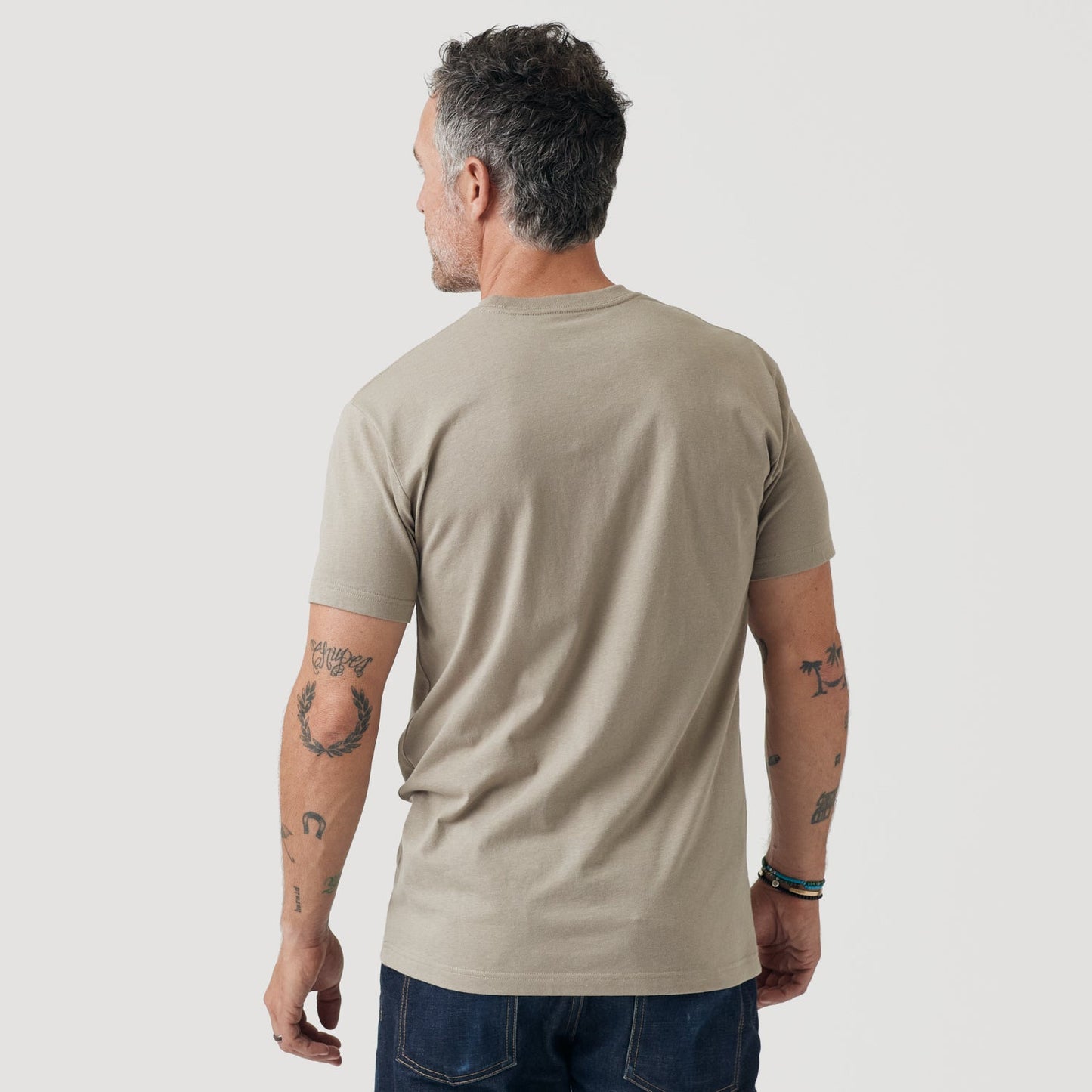Military Beige Short Sleeve Crew Neck Tee