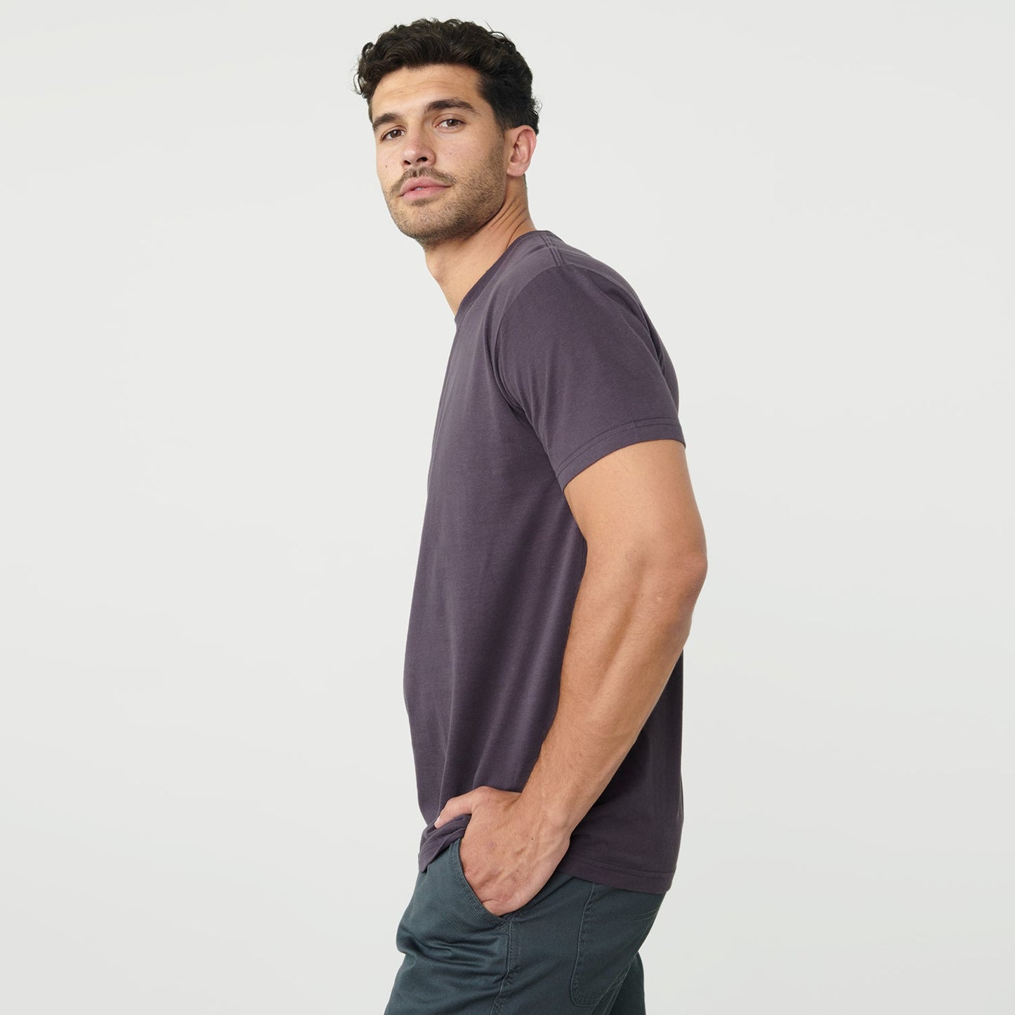 Dark Purple Short Sleeve Crew Neck Tee