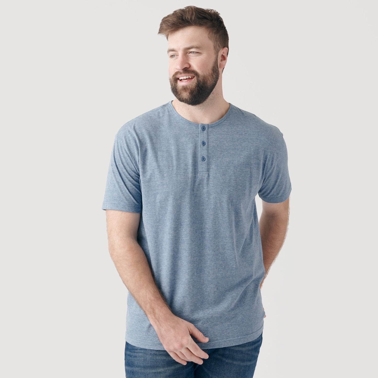 Heather Indigo Short Sleeve Henley