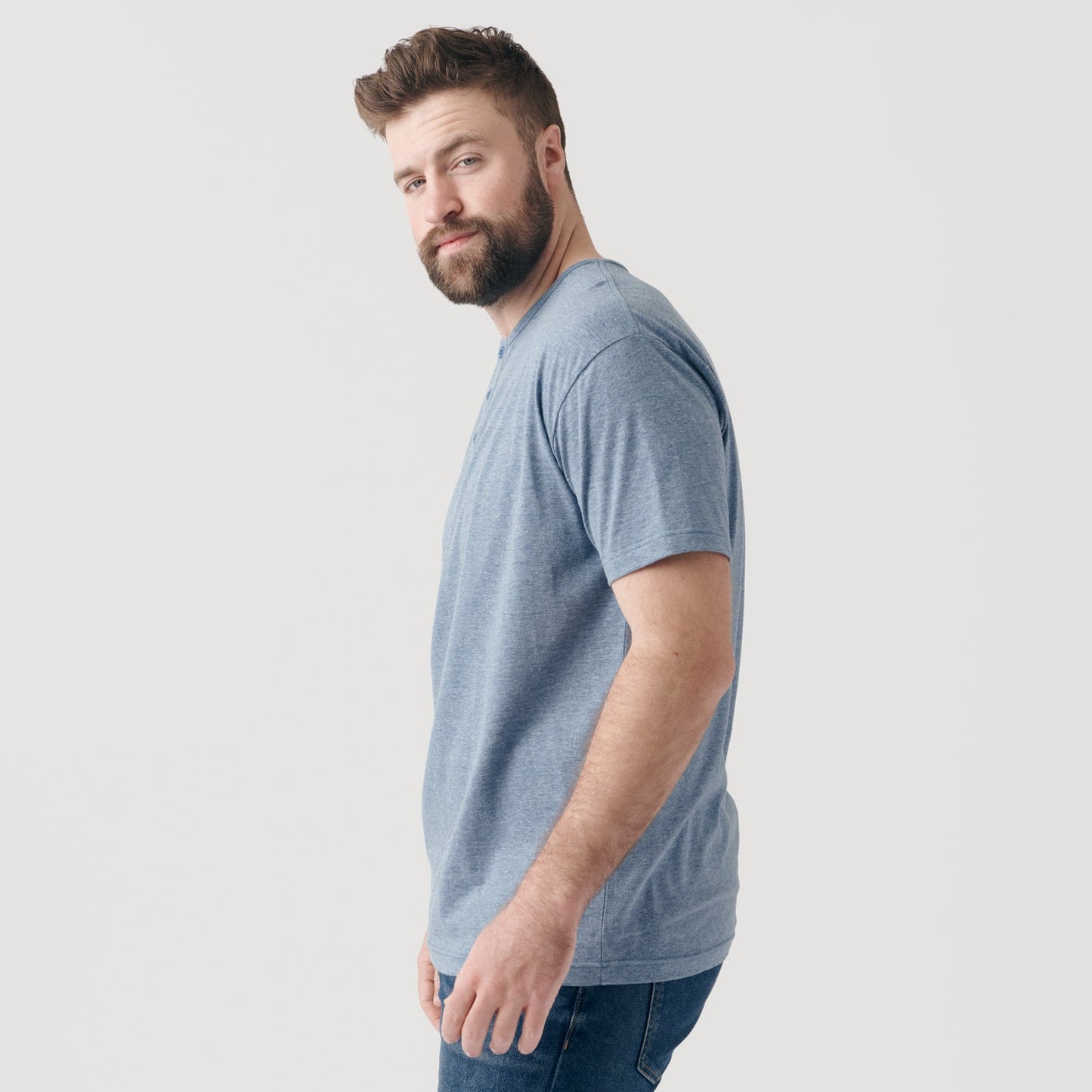Heather Indigo Short Sleeve Henley