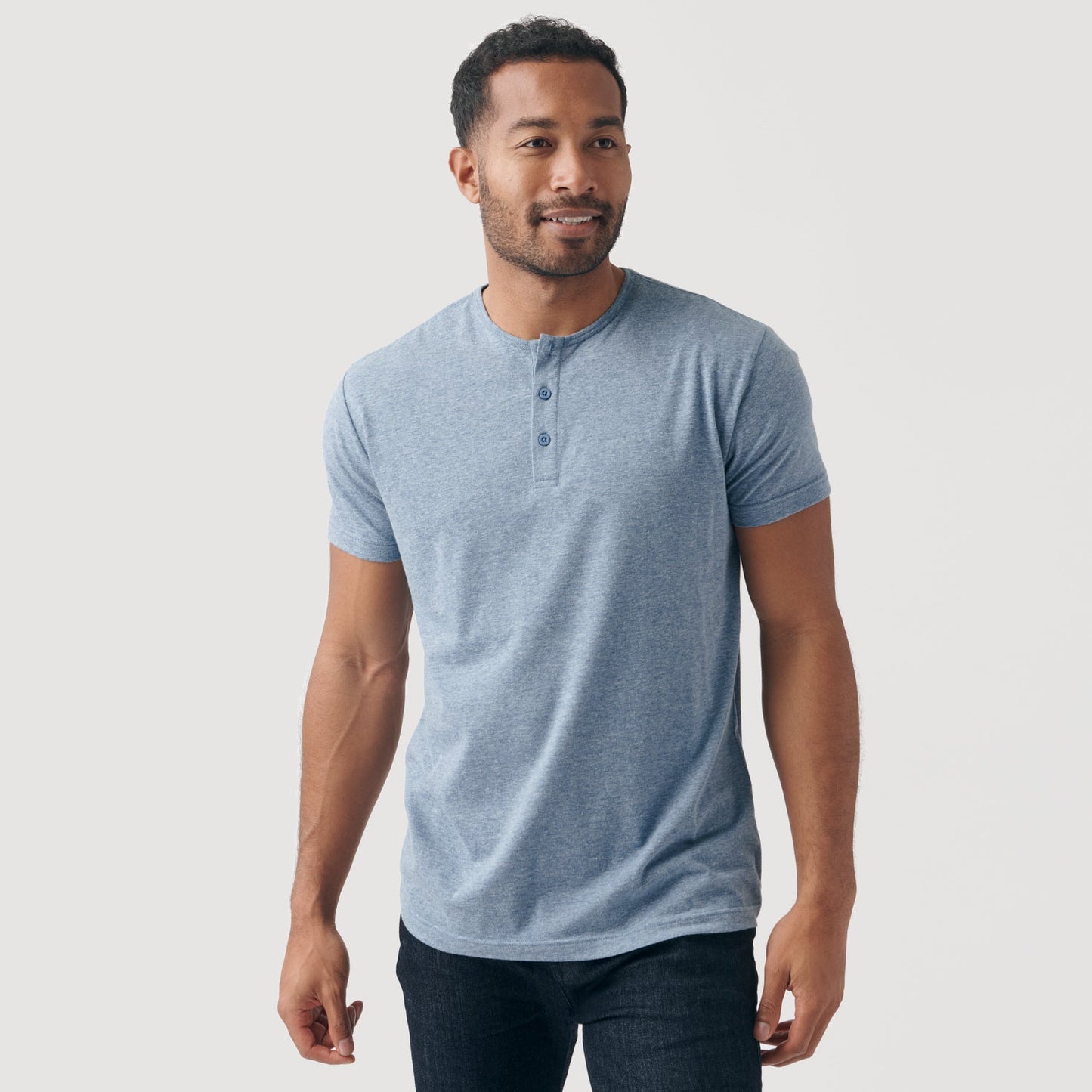 Heather Indigo Short Sleeve Henley