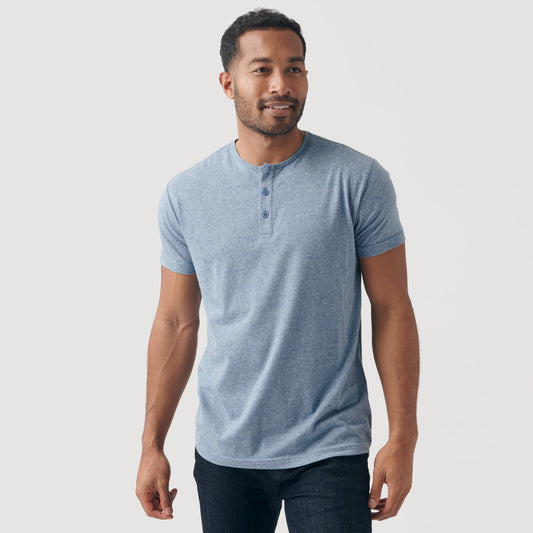 Heather Indigo Short Sleeve Henley