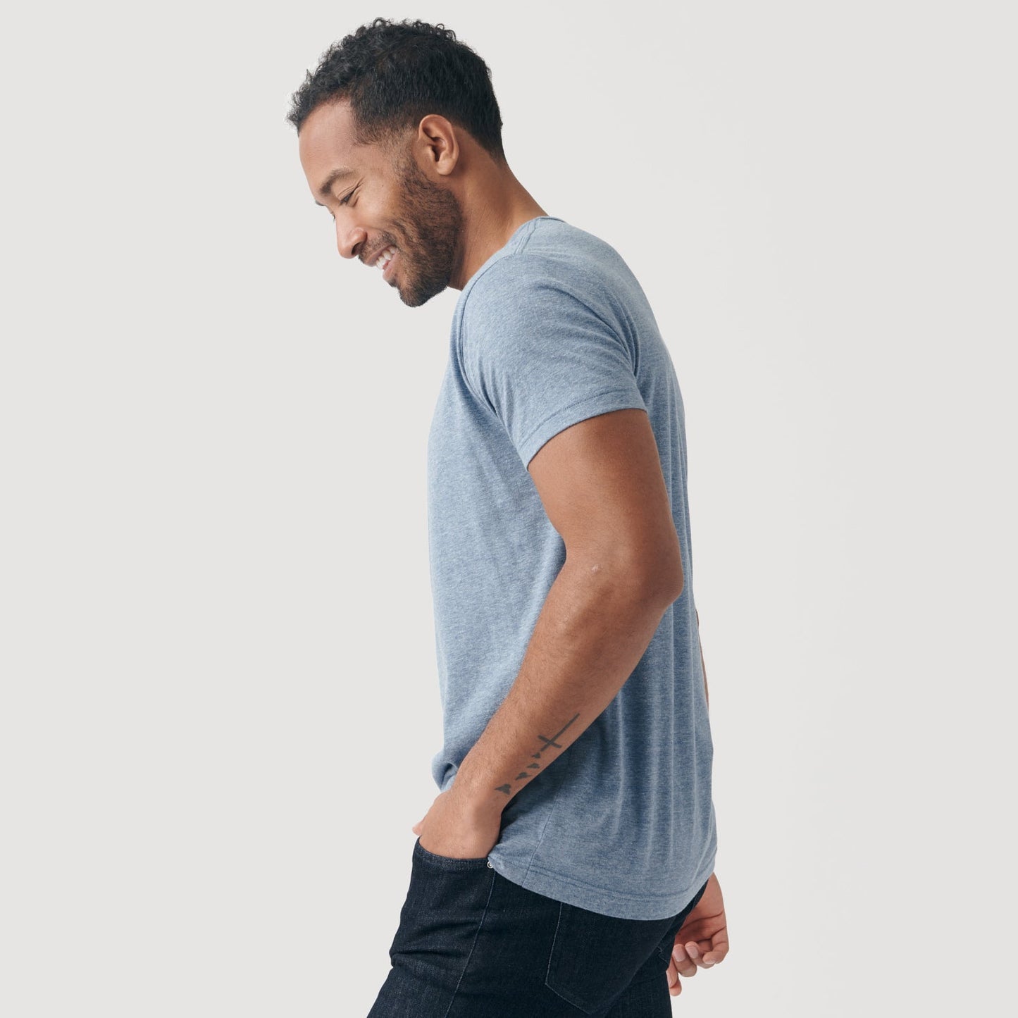 Heather Indigo Short Sleeve Henley