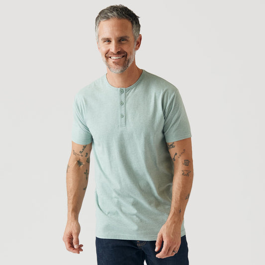 Heather Sage Short Sleeve Henley