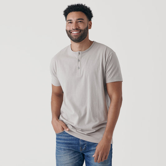 Light Gray Short Sleeve Henley