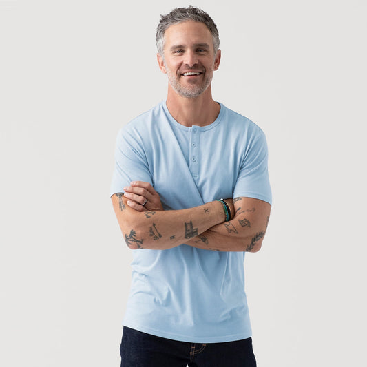 Oxford Blue Short Sleeve Henley