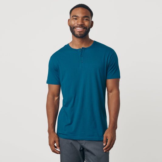 Teal Short Sleeve Henley