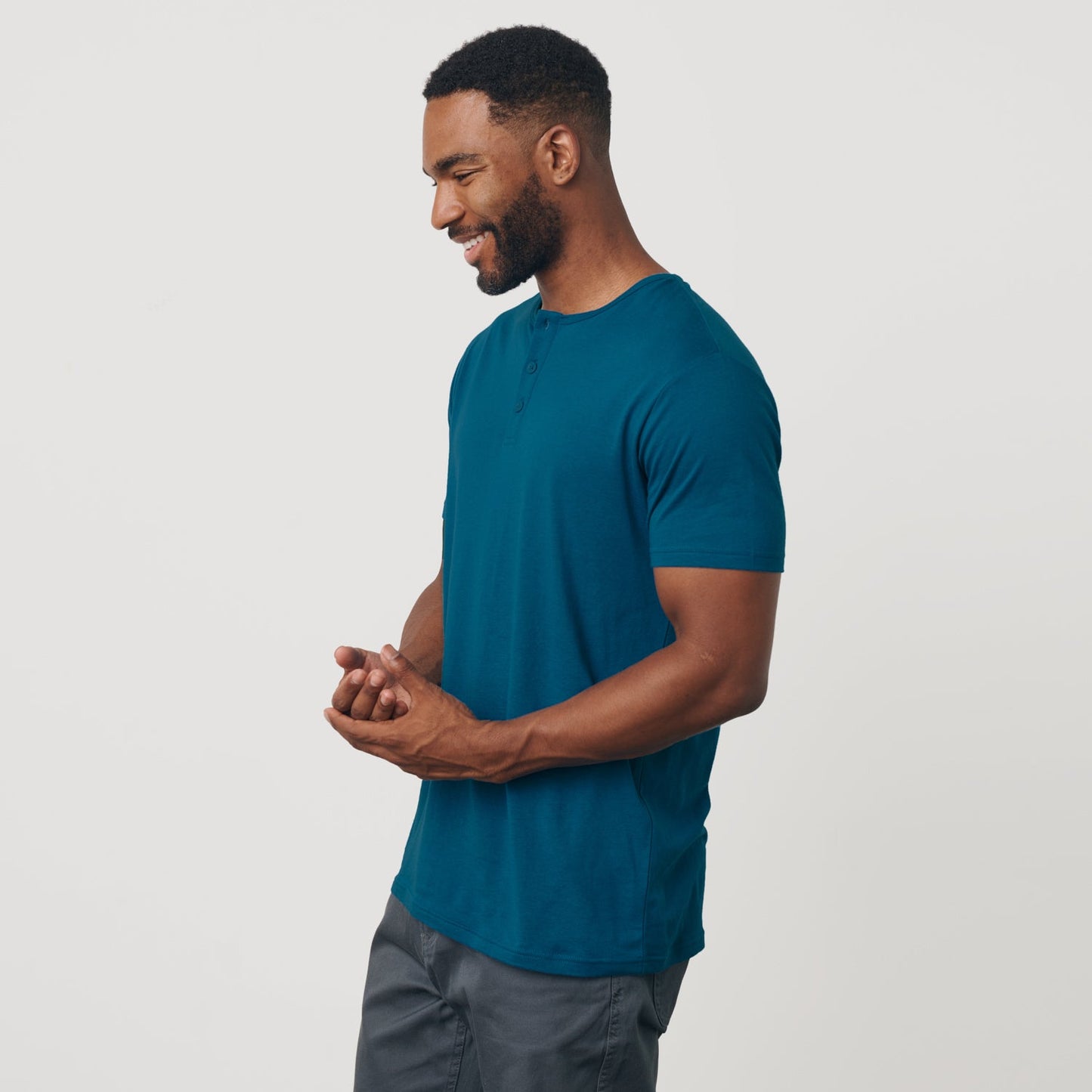 Teal Short Sleeve Henley