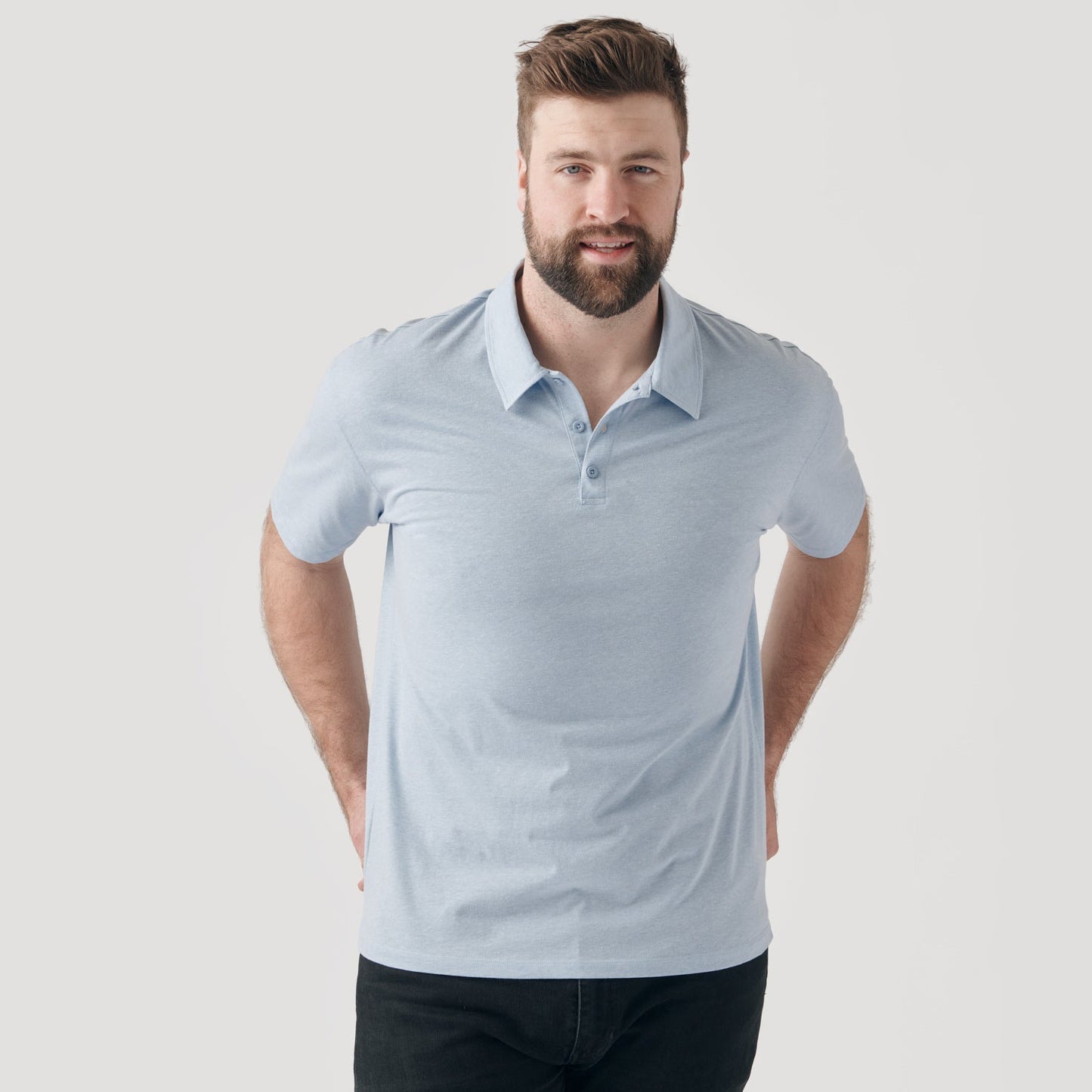 Heather Pale Blue Short Sleeve Polo