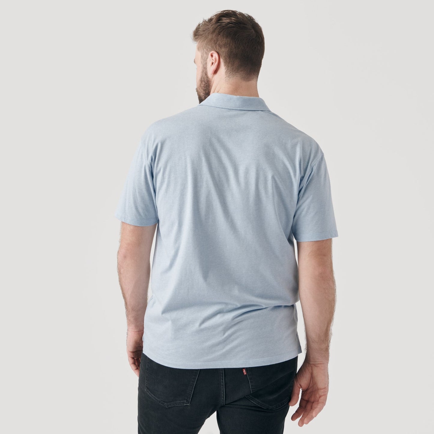 Heather Pale Blue Short Sleeve Polo