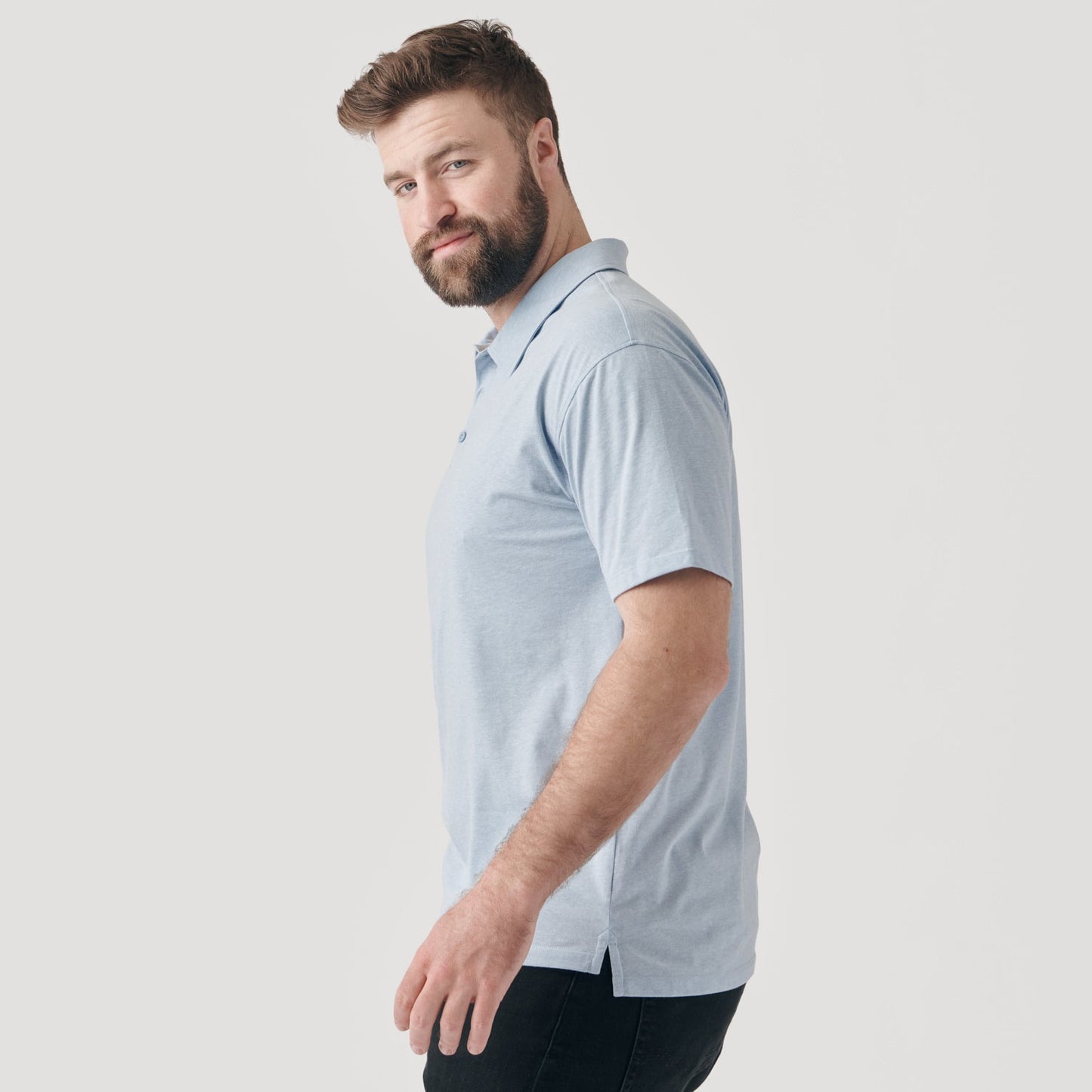 Heather Pale Blue Short Sleeve Polo