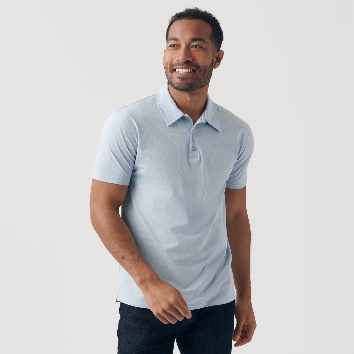 Heather Pale Blue Short Sleeve Polo