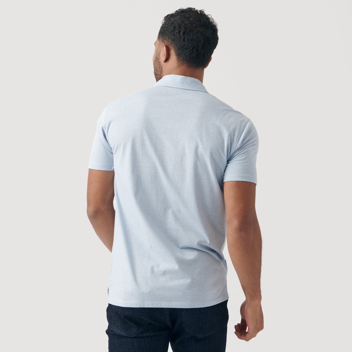 Heather Pale Blue Short Sleeve Polo