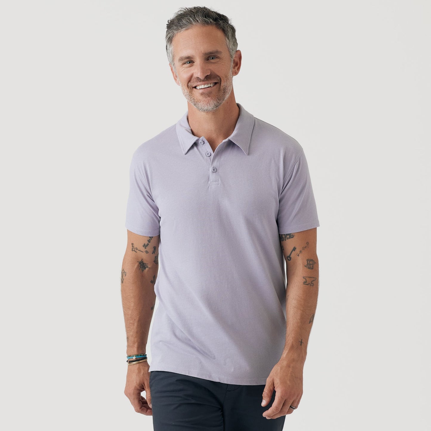 Lilac Gray Short Sleeve Polo