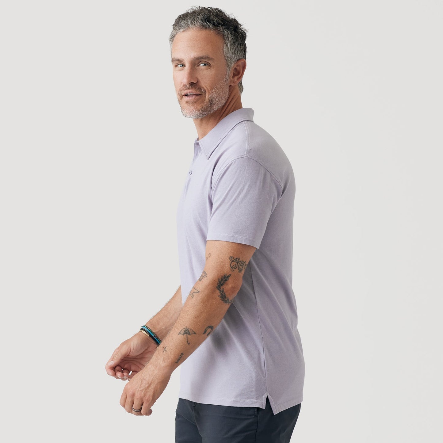 Lilac Gray Short Sleeve Polo