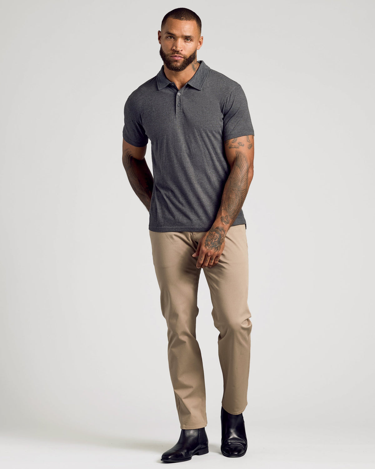 Charcoal Heather Gray Classic Polo