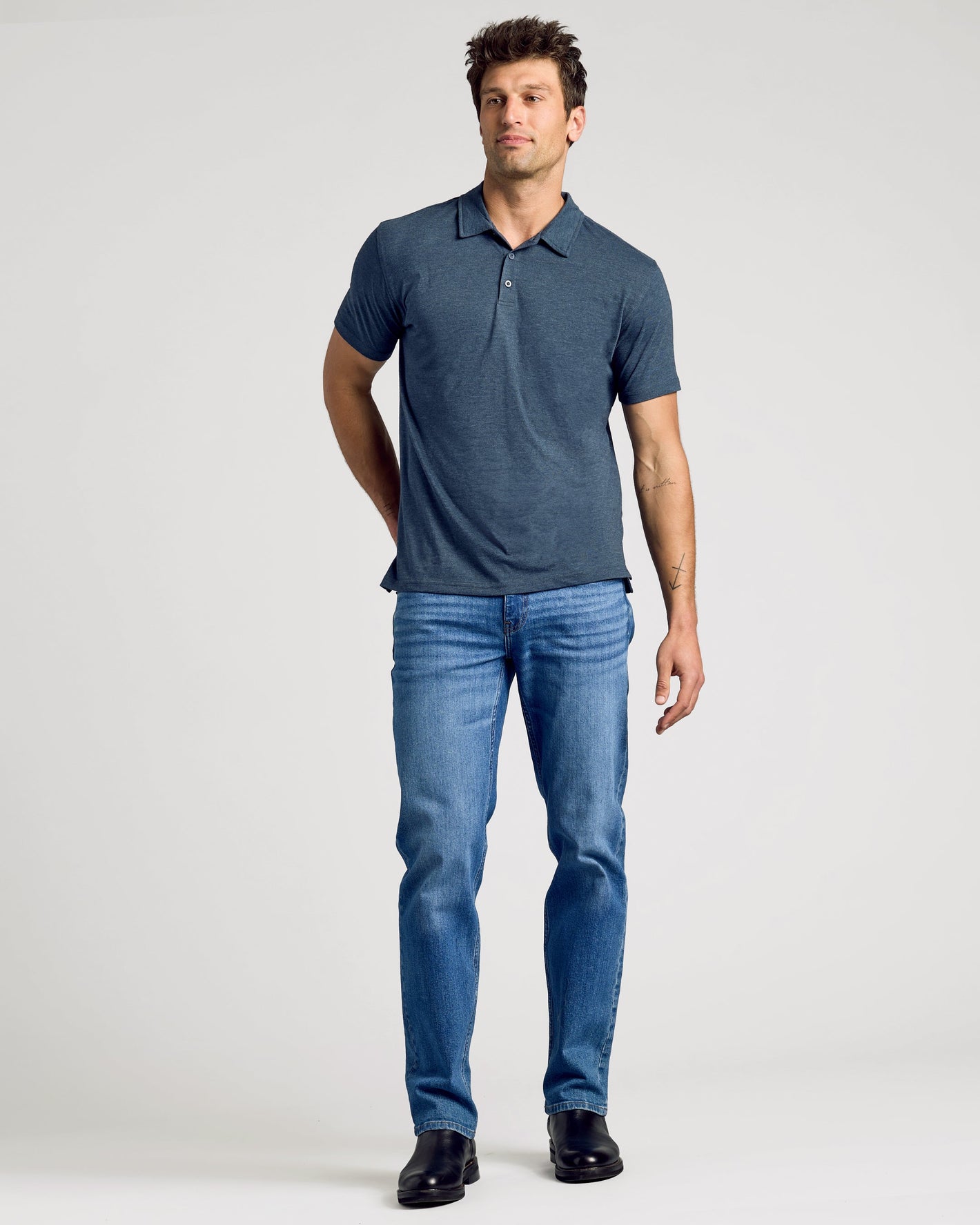 Heather Navy Classic Polo